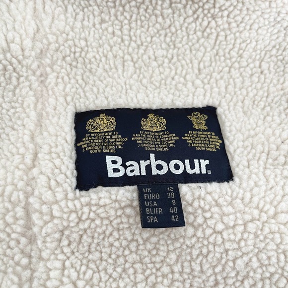 Barbour Navy Blue Quilted Battalion Sherpa Lined Moto Jacket Size M/8 - Picture 10 of 11